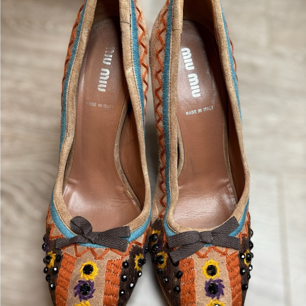 Miu Miu Women's Multicolor Embellished Flats